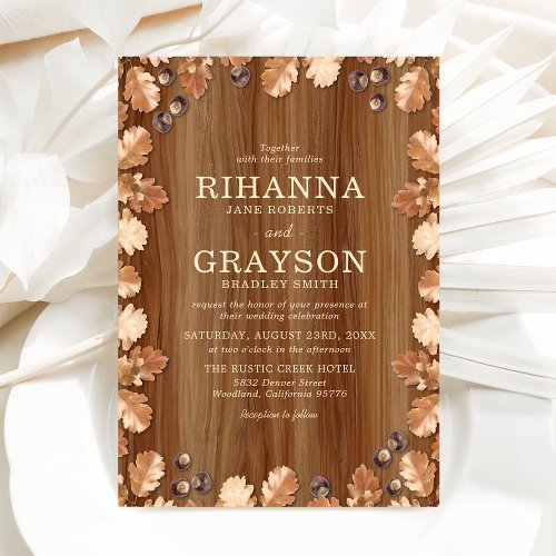 Elegant Rustic Fall Autumn Wedding Invitation