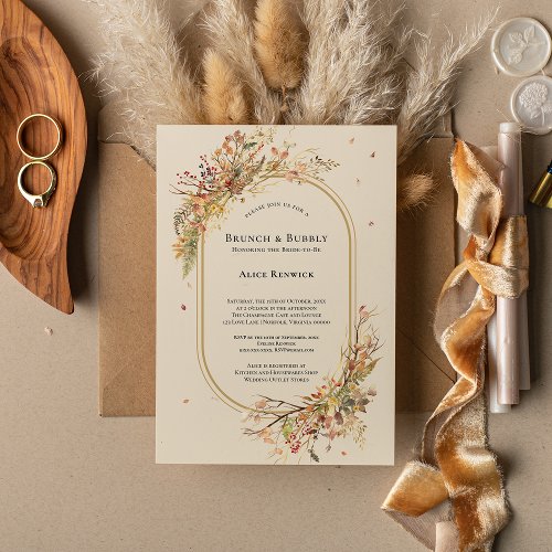 Elegant Rustic Fall Beige Wedding Bridal Brunch Invitation