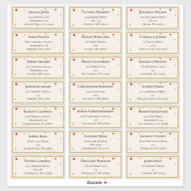 Elegant Rustic Fall Beige Wedding Guest Address Sticker (Sheet)