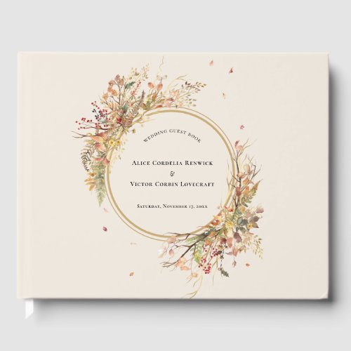 Elegant Rustic Fall Beige Wedding Guest Book