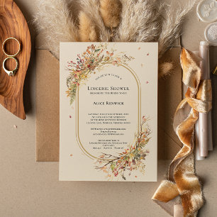 Elegant Rustic Fall Beige Wedding Lingerie Shower Invitation