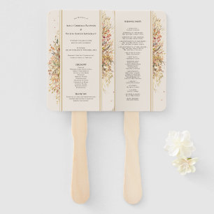 Elegant Rustic Fall Beige Wedding Program Hand Fan