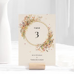 Elegant Rustic Fall Beige Wedding Table Number<br><div class="desc">This Elegant Rustic Fall Beige Wedding Table Number design features a timeless neutral base palette of beige and gold with delicately muted colorful embellishments of golden branches and lovely autumn florals with softly falling leaves in red, copper, dusty rose, burnt orange, terracotta, and the full fall color flourish. These botanical...</div>