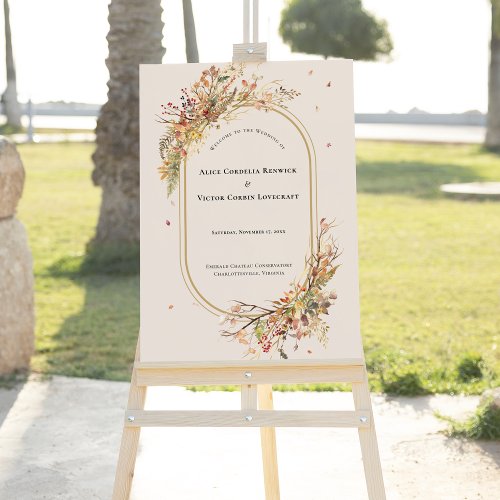 Elegant Rustic Fall Beige Wedding Welcome Sign
