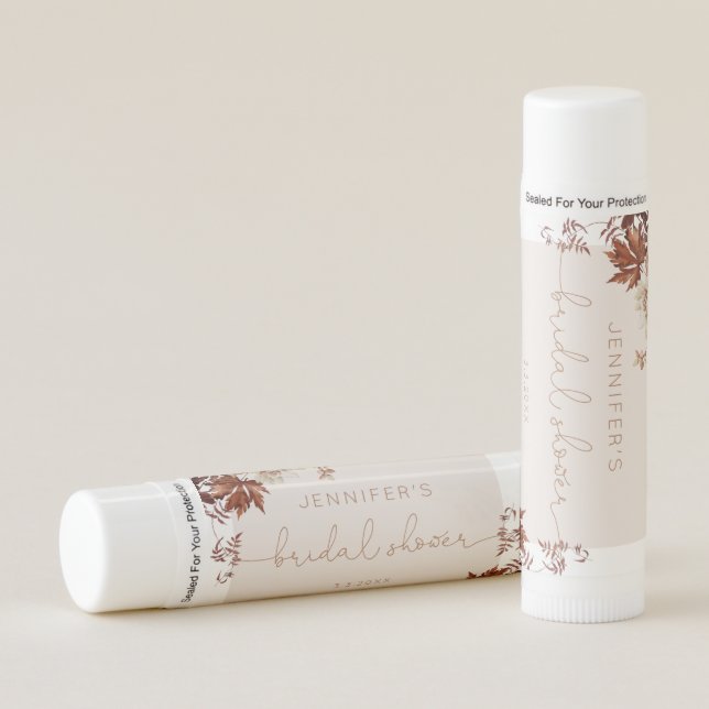 Elegant rustic fall bridal shower favors lip balm (Front)
