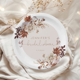 Elegant rustic fall bridal shower paper plates