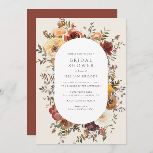 Elegant Rustic Fall Floral Bridal Shower Invitatio Invitation