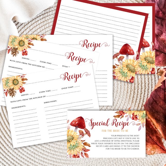 Elegant Rustic Fall Floral Bridal Shower Recipe Enclosure Card (Creator Uploaded)
