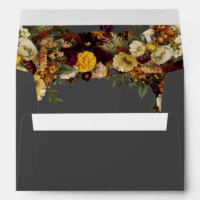 Elegant rustic fall floral personalized wedding envelope (Back (Bottom))