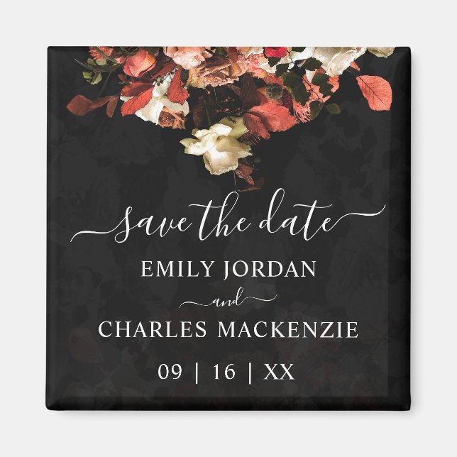 Elegant Rustic Fall Flowers Wedding Save The Date Magnet (Front)