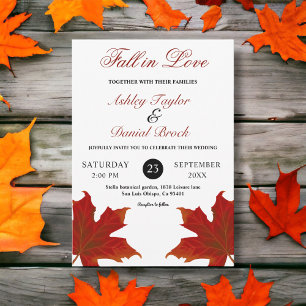 Elegant Rustic Fall in Love Romantic Fall Wedding Invitation