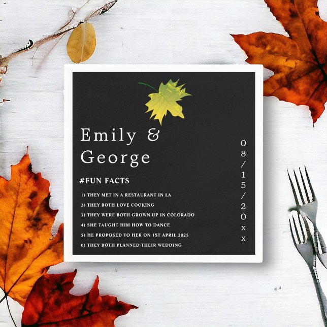 Elegant Rustic Fall Leaves Black And White Wedding Napkins (Creator Uploaded)