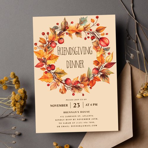 Elegant Rustic Fall Thanksgiving Friendsgiving Invitation