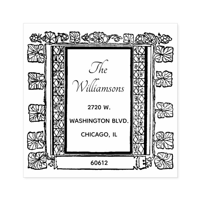 Elegant Rustic Family Name Return Address Rubber Stamp (Imprint)