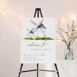 Elegant Rustic Farm Windmill Theme Wedding Welcome Foam Board