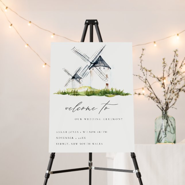 Elegant Rustic Farm Windmill Theme Wedding Welcome Foam Board (In Situ (Stand))