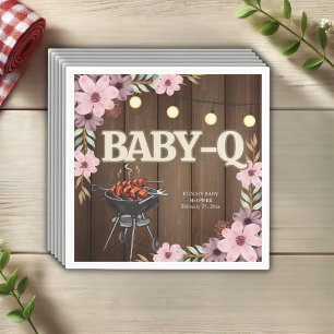 Elegant Rustic Floral Baby-Q Grill Baby Shower Napkins