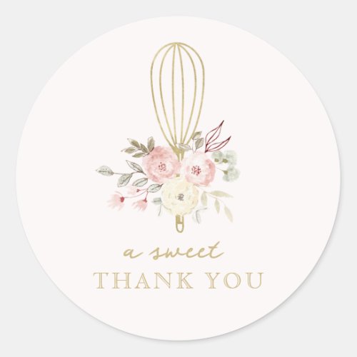 Elegant Rustic Floral Bakery A Sweet Thank You Classic Round Sticker