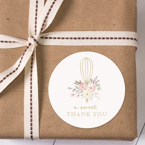 Elegant Rustic Floral Bakery A Sweet Thank You Classic Round Sticker