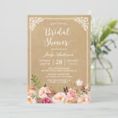 Elegant Rustic Floral Frame Kraft | Bridal Shower Invitation (Standing Front)