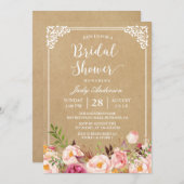 Elegant Rustic Floral Frame Kraft | Bridal Shower Invitation (Front/Back)