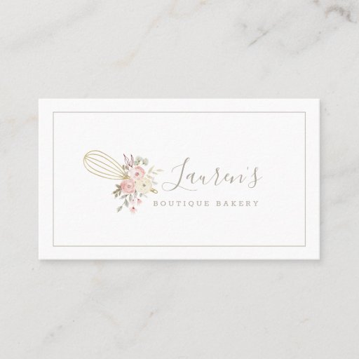 Customizable Elegant Rustic Floral Home Bakery Logo Business Card