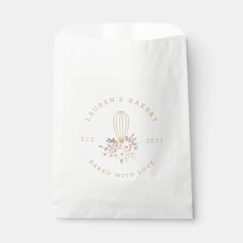 Elegant Rustic Floral Home Bakery Logo Favor Bag