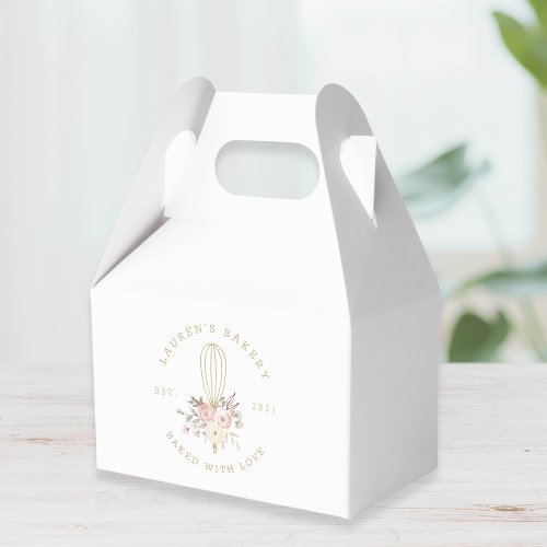 Elegant Rustic Floral Home Bakery Logo Favor Boxes