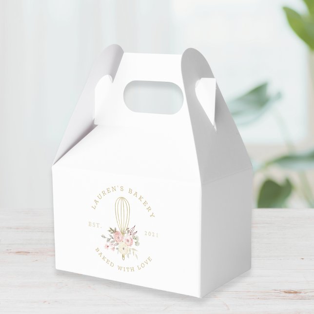Elegant Rustic Floral Home Bakery Logo Favor Boxes (Creator Uploaded)