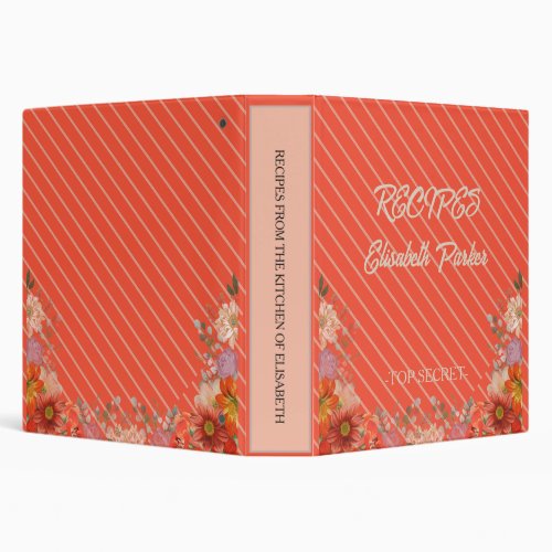 Elegant rustic floral kitchen 3 ring binder