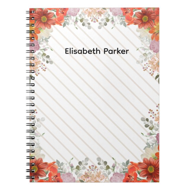 Elegant rustic floral kitchen cookbook recipes notebook (Front)