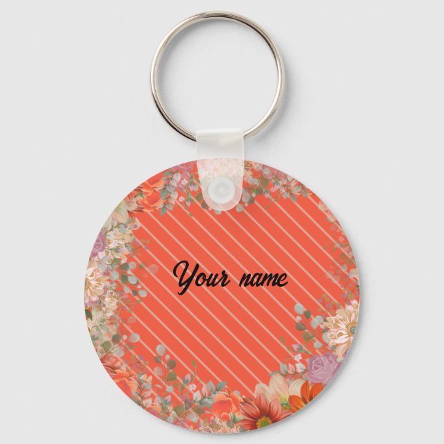 Elegant rustic floral kitchen keychain (Front)