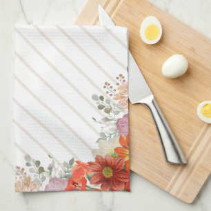 Elegant rustic floral kitchen towel