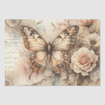Elegant Rustic Floral & Lace Vintage Decoupage