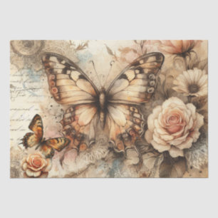 Elegant Rustic Floral & Lace Vintage Decoupage Tissue Paper