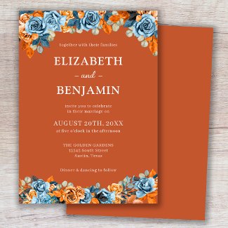 Elegant Rustic Floral Navy Rust Terracota Wedding