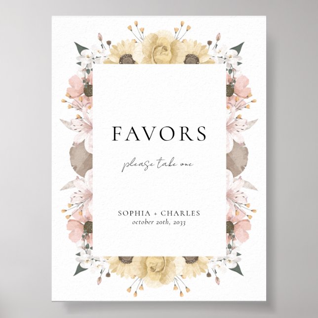 Elegant Rustic Floral Romantic Wedding Favors Poster (Front)