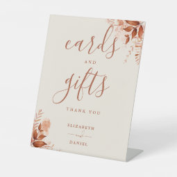 Elegant Rustic Floral Script Cards And Gifts Pedestal Sign | Zazzle
