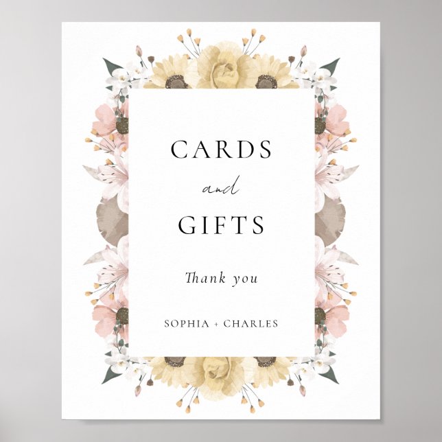 Elegant Rustic Floral Wedding Cards & Gifts Poster (Front)