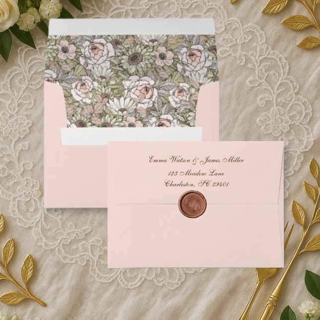Elegant Rustic Floral Wedding Envelope (Creator Uploaded)