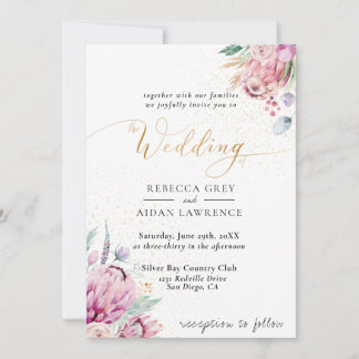 Elegant Rustic Floral wedding Invitation