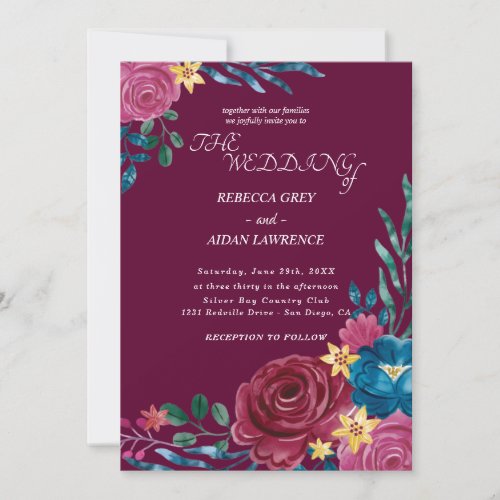 Elegant Rustic floral  Wedding Invitation