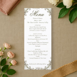 Elegant Rustic Floral Wedding Menu
