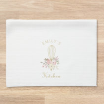 Elegant Rustic Floral Whisk Monogram Kitchen Towel