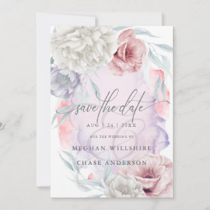 Elegant Rustic Flowers Dusty Rose Lilac Invitatio Invitation