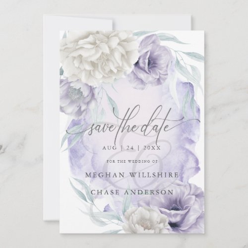 Elegant Rustic Flowers Lilac Ivory Invitation