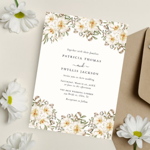 Elegant Rustic Flowery Classic Wedding  Invitation