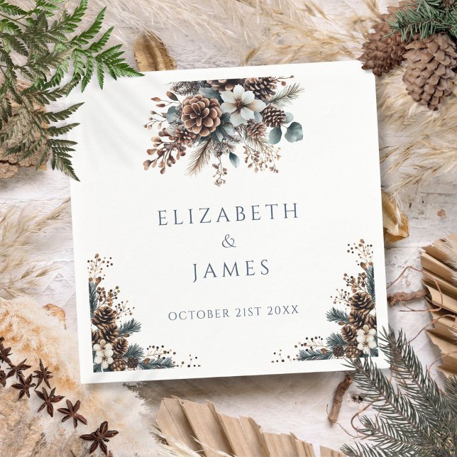 Elegant Rustic Forest Floral Pinecones Wedding Napkins (Elegant Rustic Forest Floral Pinecones Wedding Napkins)