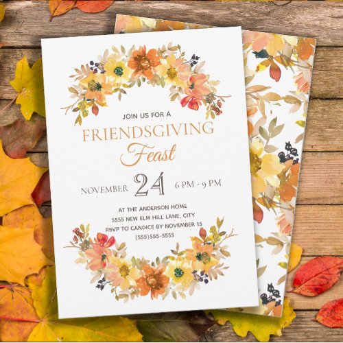 Elegant Rustic Friendsgiving Feast Dinner Invitation