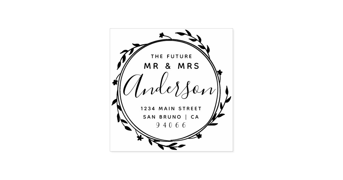 Elegant Rustic Future Mr &amp; Mrs Return Address Rubber Stamp | Zazzle